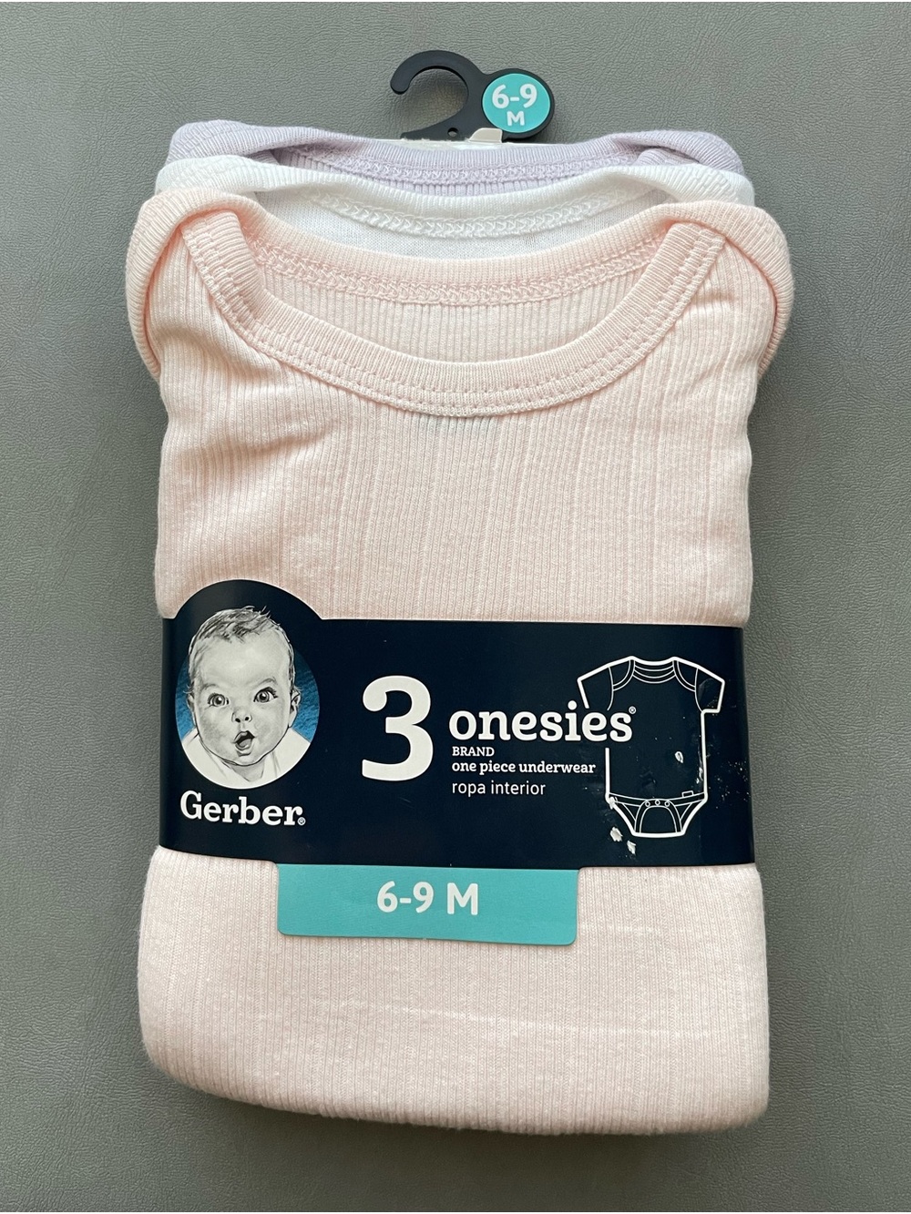 Gerber Ribbed One-Piece Bodysuits - Pink, White, Lavender Onesies 6-9 M